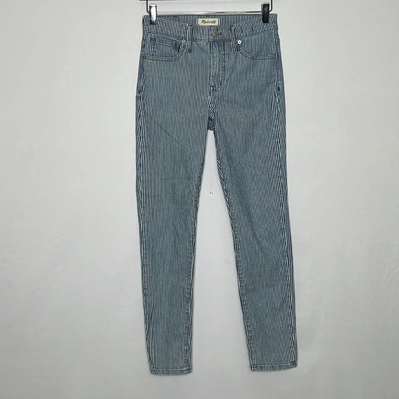 Madewell 9" Mid-Rise Skinny Jeans in Piper Stripe - Size 25 - Picture 2 of 7